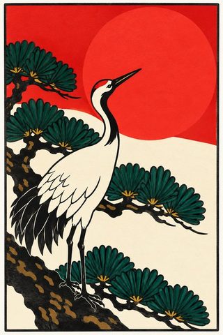 1月 松に鶴の札