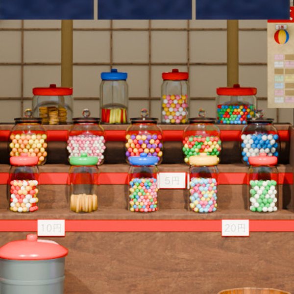 ガラス瓶に入った色とりどりのお菓子を、大きくしたところ