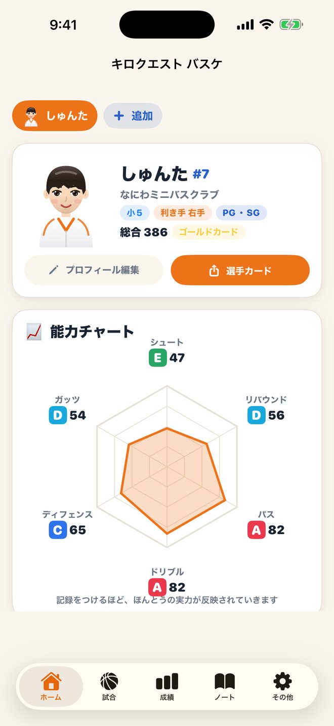 ホーム画面とアバター