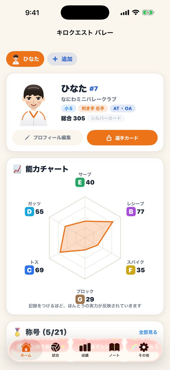 ホーム画面とアバター
