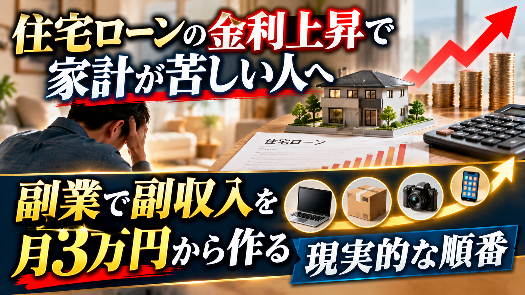 住宅ローンの金利上昇で家計が苦しい人へ 副業で副収入を月3万円から作る現実的な順番